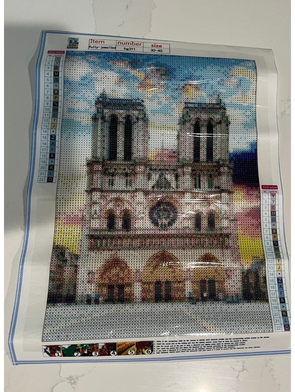 5D Diamond Painting Kit Notre Dame de Paris Cathedral Full DIY Craft 30x40cm